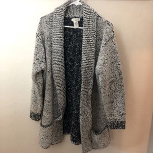 Yarn works chunky open cardigan sweater grey M